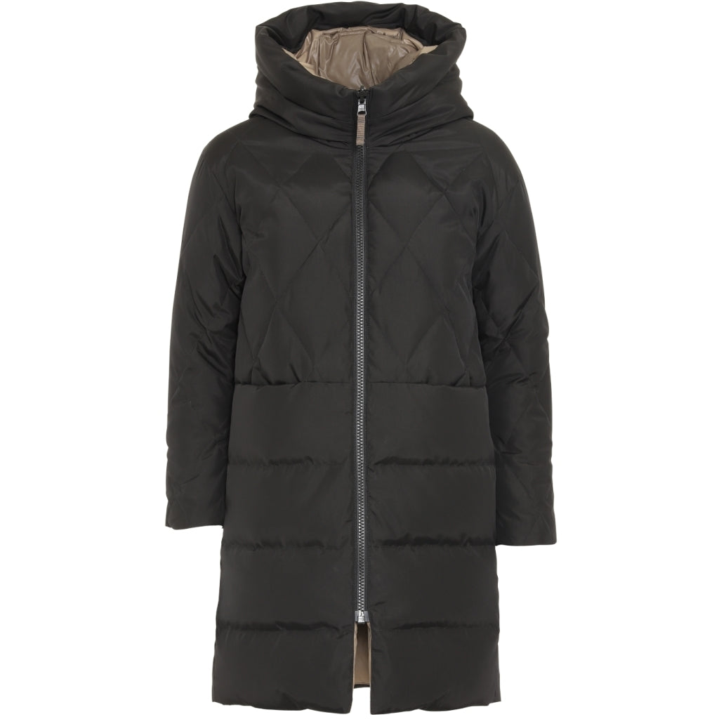 VER de TERRE Quiltet vendbar pige dunfrakke Frakke 913 Black/caramel