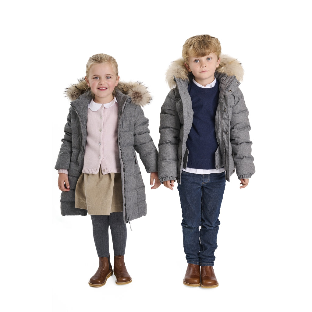 VER de TERRE Uld-look dunjakke med pels Jakke med pels 060 Grey mélange