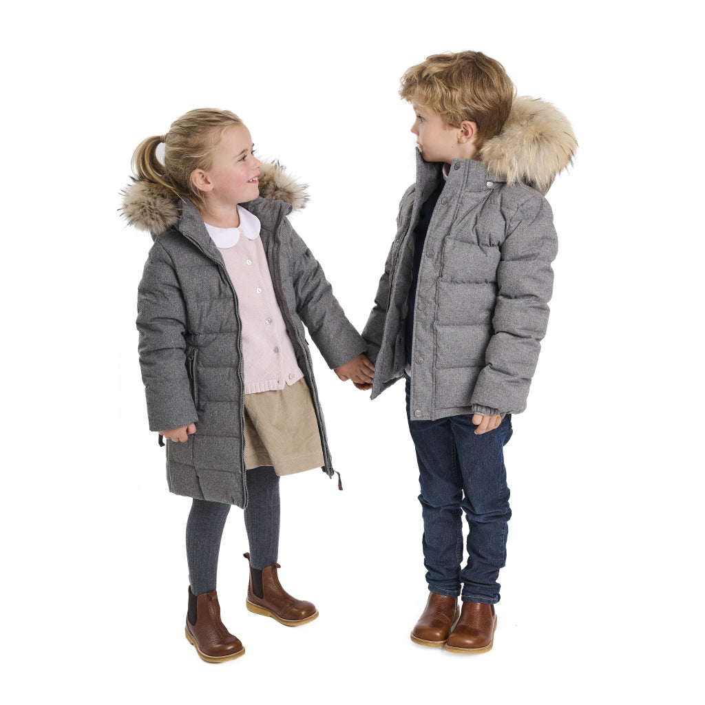 VER de TERRE Uld-look dunjakke med pels Jakke med pels 060 Grey mélange