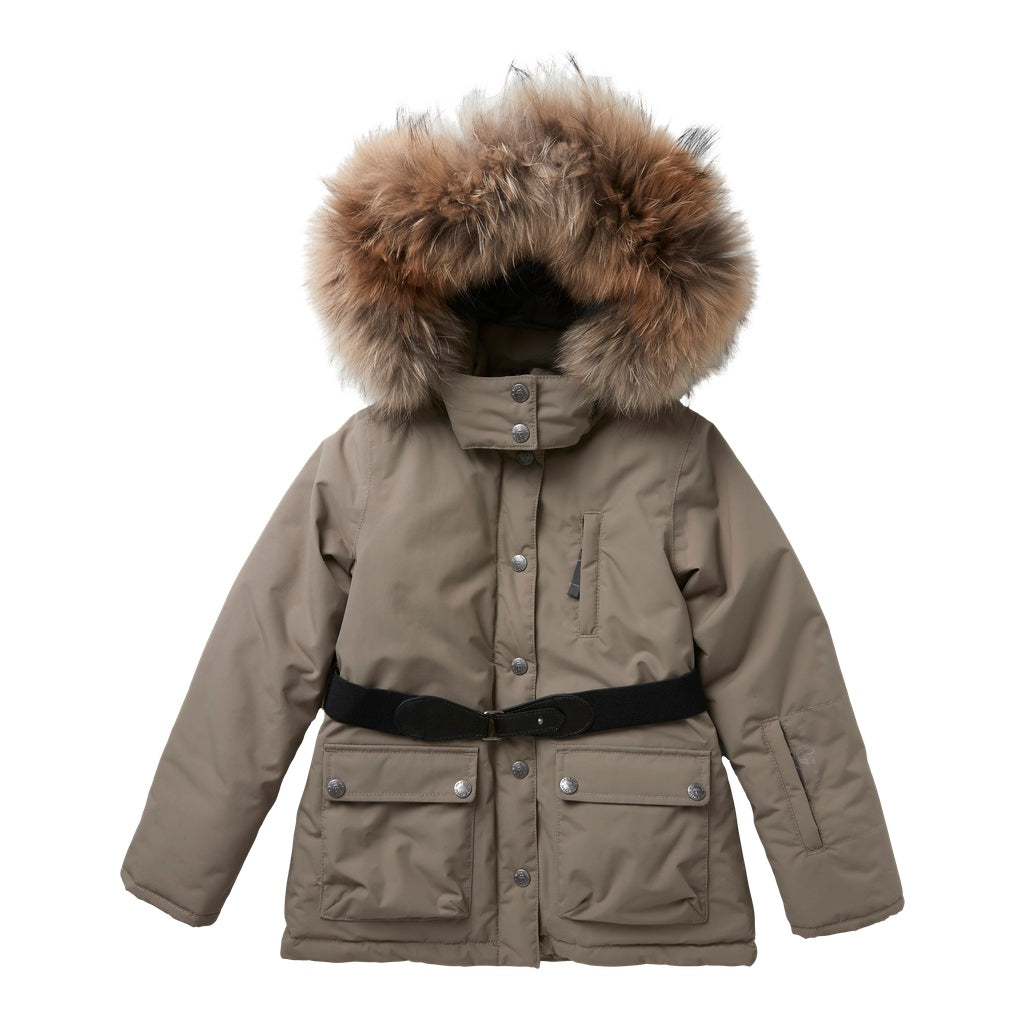 RE-LOVE Arctic girl's winter jacket with belt and fur